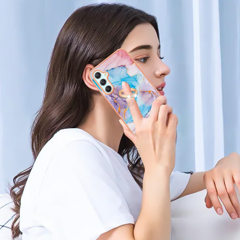 YB IMD Series-6 for Samsung Galaxy A24 4G Electroplated Frame TPU Phone Case IMD Marble Pattern Kickstand Cover YB IMD Series-6 for Samsung Galaxy A24 4G Electroplated Frame TPU Phone Case IMD Marble Pattern Kickstand Cover